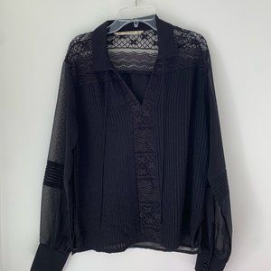 Zara Basic Collection Black Laced Blouse Size XS